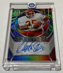 lot 46B image: Christian Okoye Auto 4 2024 Spectra Spectral #SS-COA RARE Numbered 2 of 4 Football Card