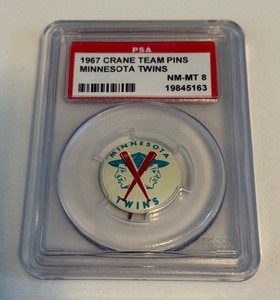 lot 16C image: 1967 Crane Team Pins Minnesota Twins PSA 8 NM-MT Vintage Baseball