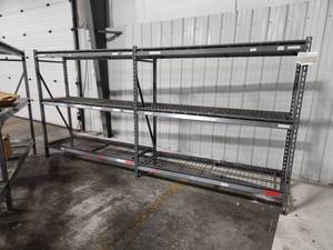 lot 78 image: Pallet Racking  Light Duty - 6x6x2 - 6x2 Uprights (x3), 6 Cross Beams (x4), 6x2 Wire Grates (x4)