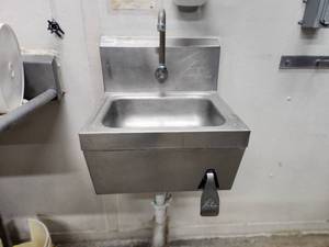 lot 86 image: Advance Tabco Stainless Steel Hand Wash Sink  Wall Mount