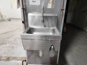 lot 87 image: Advance Tabco Stainless Steel Hand Wash Sink  Wall Mount