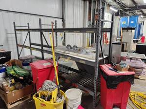 lot 79 image: Pallet Racking  Light Duty - 6x6x2 - 6x2 Uprights (x3), 6 Cross Beams (x4), 6x2 Wire Grates (x4)