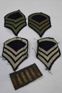 lot 13 image: Lot of Vintage Military Rank Chevron Patches and Service Stripe