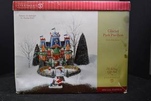 lot 104 image: Department 56 Glacier Park Pavilion North Pole Village Animated Set