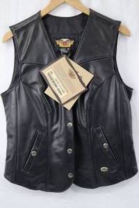 lot 32 image: NEW Harley-Davidson Womens Leather Vest Size Large