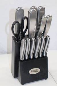 lot 45 image: Ginsu Knife Block Set - Stainless Steel Kitchen Knives & Scissors