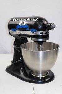 lot 47 image: KitchenAid Classic Stand Mixer - Cookie Monster Custom Black