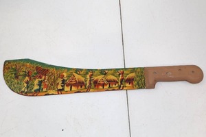 lot 50 image: Hand-Painted Haitian Decorative Machete Signed Malcival