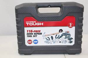 lot 54 image: Hyper Tough 116-Piece Home Repair Hand Tool Lot in Case