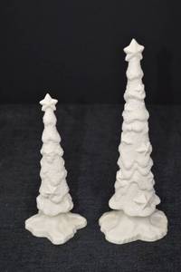 lot 120 image: Snowbabies Starry Pines Set of 2 Christmas Decor Trees