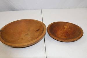 lot 80 image: Pair of Vintage Wooden Bowls