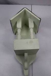 lot 86 image: Painted Wood Wall Shelf with Spindle Supports and Brown Roof Accent