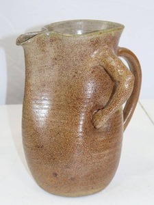 lot 92 image: Novelty Stoneware Brown Glazed Pitcher, 9.5 Tall