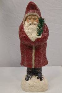 lot 143 image: Vintage-Look Christmas Santa Claus Figurine with Red Coat