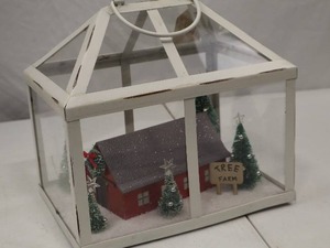 lot 169 image: Christmas Tree Farm Terrarium Decor - 10x7x8 Inch Holiday Scene
