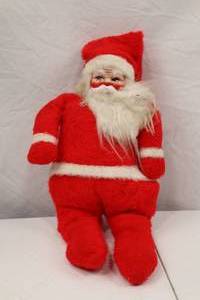 lot 170 image: Vintage Santa Claus Plush Doll with Vinyl Face, 19 Inches Tall