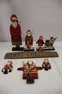 lot 174 image: Rustic Wood Christmas Decor and Ornaments Lot, Alina Spellmann Midwest