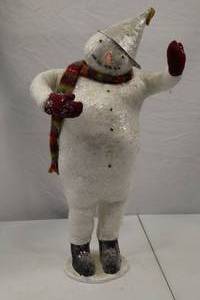 lot 177 image: 24-Inch Snowman Christmas Decor Figure with Scarf and Mittens