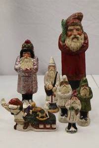 lot 185 image: Walnut Ridge Belsnickle Santa & Figurine Collection - 7 Pieces, Handcrafted USA
