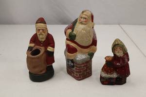 lot 187 image: 3-Piece Santa Christmas Figurine Lot, Walnut Ridge Collectibles