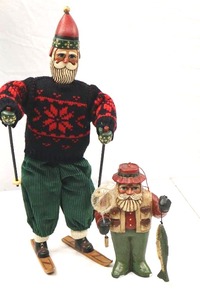 lot 188 image: 2 Piece Christmas Santa Figures Skier & Fisherman