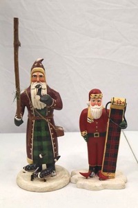 lot 189 image: 2 Christmas Santa Figurines Signed Tate Folk Art Style