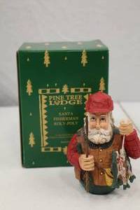 lot 231 image: Pine Tree Lodge Santa Fisherman Roly-Poly Figure with Box
