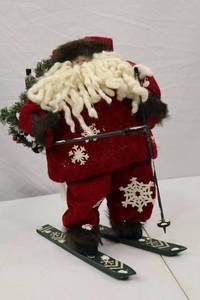lot 254 image: 16-inch Christmas Skiing Santa Figurine with Snowflake Accents