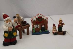 lot 262 image: Christmas Santas Workshop Figurines & Elf Decor Lot, Eddie Walker, Midwest
