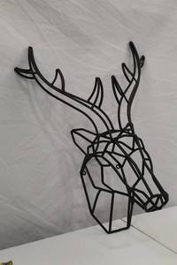 lot 270 image: Geometric Metal Deer Head Wall Art, 20 Inch Black