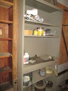 lot 339 image: Stacked pair of metal shelving unit...