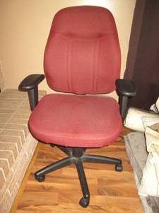 lot 8 image: Burgundy padded and upholstered rol...