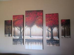 lot 11 image: 5pc wall art on canvas Autumn Blaze...