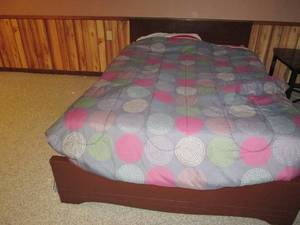 lot 67 image: Full size wood head and foot board ...