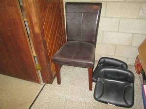 lot 77 image: Padded wood framed dining chair and...