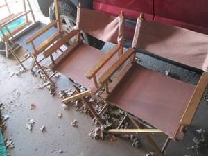 lot 109 image: 4 wood framed folding director styl...