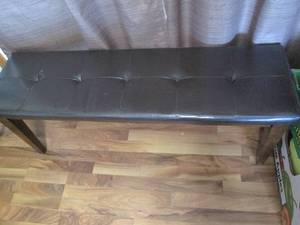 lot 108 image: Padded wood framed bench seat appro...