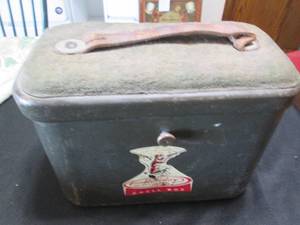 lot 125 image: Vintage metal Holiday shell box by ...