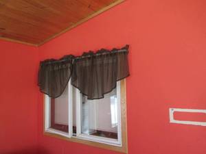 lot 158 image: 8pc Brown sheer valance curtains ...
