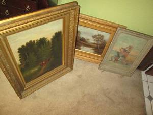 lot 176 image: Ornately framed vintage scenery wal...