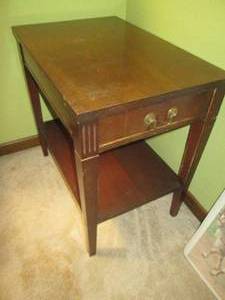 lot 180 image: Vintage narrow wood end table with ...