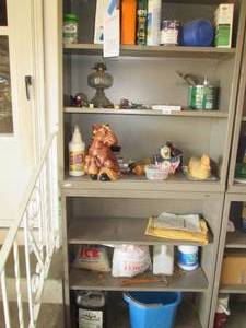 lot 386 image: Pair of metal shelves each approx 3...