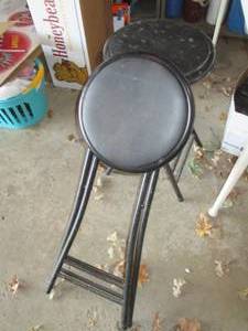 lot 392 image: Pair of metal folding stools...
