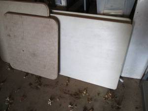 lot 402 image: 2 6 plastic folding tables, enamel...
