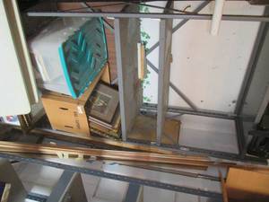 lot 408 image: Metal storage shelf approx 38x18x84...