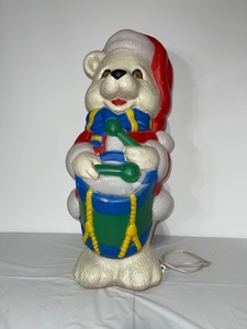 lot -A-3 image: Vintage Christmas Drum Bear Blow Mold Lighted Decoration