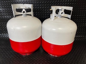 lot 10 image: Pair of Red and White Propane Tanks