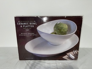 lot 37 image: The Elevated Table Ceramic Bowl and Platter Serving Set