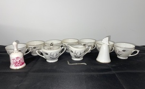 lot 58 image: Lefton China Hand Painted Wheat Pattern Tea Set with Cups and Bells