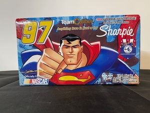 lot 83 image: Sealed Team Caliber 124 Superman Justice League #97 Sharpie Ford Taurus Die-Cast NASCAR Replica